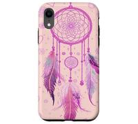 Dreamcatcher Boho Rainbow Purple Feather Dreams Rose à Joues Coque pour iPhone XR
