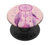 Dreamcatcher Boho Rainbow Purple Feather Dreams Rose à Joues PopSockets PopGrip Adhésif
