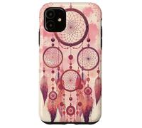 Dreamcatcher Boho Rainbow Red Feather Dreams, Rose Blush Coque pour iPhone 11