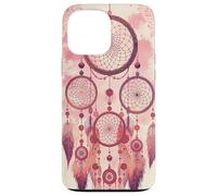 Dreamcatcher Boho Rainbow Red Feather Dreams, Rose Blush Coque pour iPhone 13 Pro Max