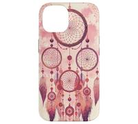Dreamcatcher Boho Rainbow Red Feather Dreams, Rose Blush Coque pour iPhone 14