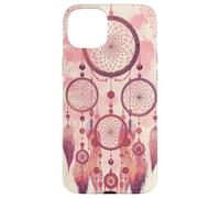 Dreamcatcher Boho Rainbow Red Feather Dreams, Rose Blush Coque pour iPhone 15 Plus