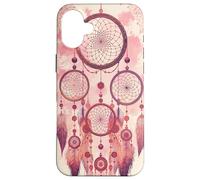 Dreamcatcher Boho Rainbow Red Feather Dreams, Rose Blush Coque pour iPhone 16 Plus