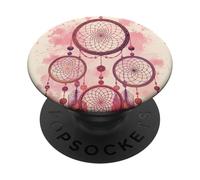 Dreamcatcher Boho Rainbow Red Feather Dreams, Rose Blush PopSockets PopGrip Adhésif