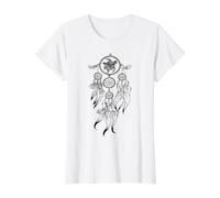 Dreamcatcher Boho Tortue de mer Indien Plume Graphique T-Shirt Graphique avec Valeur, Femme, Blanc, XS