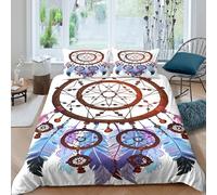 Dreamcatcher decor Parure de Lit Entretien Facile Microfibre Hypoallergique 3 pièces Boho spiritual style Linge de Lit avec 2 Taies d'oreiller Léger for Adulte Enfants Filles Single（140x200cm）
