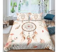 Dreamcatcher Decor Parure de Lit Microfibre résistante 3 Pièces 3D Effet Léger Boho Floral Wall Art Linge de Lit avec Taie d'oreiller Facile d'entretien for Adulte Enfants Filles King（220x240cm）