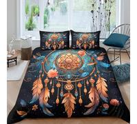 Dreamcatcher Decor Parure de Lit Ultra Douce Microfibre Hypoallergique 3 Pièces Bohemian Art Style Linge de Lit avec 2 x Taies d'oreiller Confortable for Enfants Garçons Ado King（220x240cm）