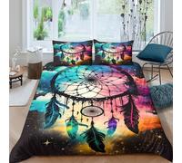 Dreamcatcher Ensemble De Literie Microfibre résistante 3 Pièces 3D Effet Léger Galaxy Art Style Parure de Lit avec Taie d'oreiller Facile d'entretien for Chambre Enfants Single（140x200cm）