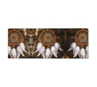 Dreamcatcher Feather Art Tapis de bureau extra large 30 x 80 cm Tapis de souris de jeu antidérapant avec bord cousu et tapis de clavier imperméable pour bureau