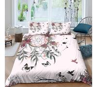 Dreamcatcher Housse de Couette 3 Pièces Microfibre résistante 3D Imprimée Respirante Bohemian Art Style_ Parure de Lit avec Fermeture Éclair Douce for Enfant Single（140x200cm）