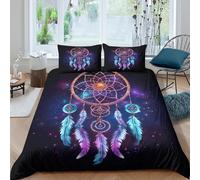 Dreamcatcher Parure de Lit Microfibre résistante 3 Pièces 3D Effet Douce Spiritual Art Design Housse de Couette avec Fermeture Éclair Confortable for Adulte Enfants Filles Double（200x200cm）
