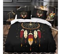 Dreamcatcher Parure de Lit Microfibre Résistante 3D Imprimée 3 Pièces Éclair Super Douce Native American Ensemble De Literie Super Douce Entretien Facile for couple amoureux Super king（260x220cm）