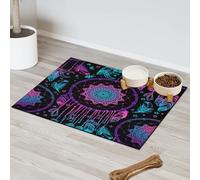 Dreamcatcher Tapis d'alimentation pour chat et chien Tapis de nourriture Boho Dreamcatcher Tapis d'alimentation absorbant Nti-Slip Contain Spills Protège les sols Set de table 43,1 x 76,2 cm