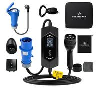 DREAMDASH Chargeur Voiture Electrique 7kw, Type 2 à Bleue CEE 32A, Adaptateur Prise Domestique, câble 7 m, 6-32 A 1-12 h réglable, IP65, Travail -30 °C à 50 °C, IEC 62196-2. Portable pour BEV et PHEV
