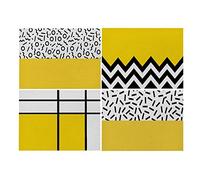 Dreamdge 4 Sets de Table Noir Jaune Géométrique, Napperon Lavables Antidérapant Résistant à l'usure à la Chaleur 42x32cm