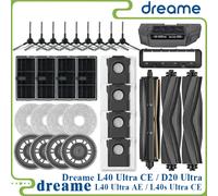 Dreame L40 Ultra AE / L40 Ultra CE/ L10s Ultra CE/D20 Ultra pièces, brosse principale, brosse de bord, tissu, sac à poussière, écran filtrant 17PCS