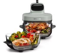 DREAME Tasti Friteuse sans huile en verre 5 en 1 avec 2 récipients (2,5 L + 4,5 L), Verre Borosilicate de 6 mm, Air Chaud Circulant en 3D, Compatible Lave-Vaisselle, Vue à 360°, Design Amovible