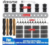 Dreame X50 Ultra /X50 Master/L50 Pro Ultra/L40S Pro Ultra pièce de rechange, pièce de rechange de sac en tissu de vadrouille de filtre de brosse latérale principale 6 pièces de serpillière
