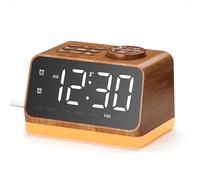 Dreamegg Radio Réveil Numérique avec Veilleuse, Radio FM, Double Alarme, Machine à Bruit Blanc 25 Sons, Écran & Veilleuse LED Réglable, Minuterie 10-480 Min, 2 Ports USB, Snooze, Prise Casque