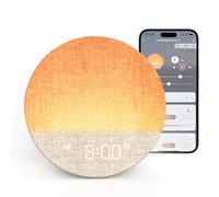 Dreamegg Réveil Simulateur d'Aube avec Contrôle par App, Reveil Lumineux avec Réglage de Multiples Alarmes, 34 Sons Apaisants, 12 Modes d'éclairage, Lampe de Chevet pour Chambre, Enfants et Adultes