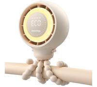 Dreamegg Ventilateur Portable pour Poussette Bebe, Affichage LED Intelligent, Ventilateur à Pince Détachable à 360°, 4 Vitesses de Vent, 2 Veilleuses, Sans Fil USB-C Rechargeable 4000mAh