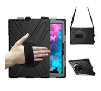DreamerX Coque de protection robuste pour Microsoft Surface Pro 7 Plus/7/6/5/4 de 12,3", plusieurs angles de vue, porte-stylo, dragonne, support rotatif, étui en silicone robuste résistant aux chocs