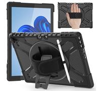 DreamerX Coque pour Microsoft Surface Pro 11, 10, 9 de 33 cm, robuste, résistante aux chocs et aux chutes, avec béquille rotative à 360°, dragonne, porte-stylo, compatible avec clavier type Cover