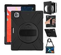 DreamerX Étui robuste pour iPad Air 13" (2025/2024) M3/M2, iPad Pro 12,9" 6e, 5e, 4e et 3e génération avec support rotatif à 360°, dragonne, bandoulière pour enfants, noir