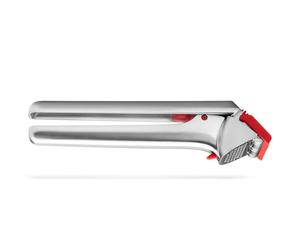 Dreamfarm Garject Éplucheur d'ail, Presse-ail et Hachoir 2 en 1 avec éjecteur de pelure d'ail, Zinc chromé - Rouge