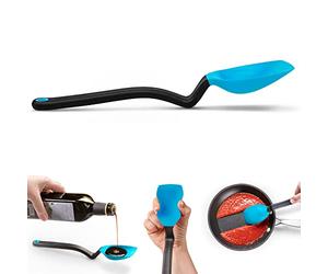 Dreamfarm Supoon Cuillère en Silicone Racle & Surélevée - Bleu | Embout plat racleur - Tête surélevée - 1 c. à soupe précis - Anti chaleur 260°C - Protège antiadhésifs - L.27,9cm