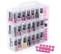 DreamGenius Organiseur portable transparent pour 48 bouteilles, double face et couvercles verrouillables, support de rangement pour vernis à ongles gel, économiseur d'espace avec 8 séparateurs
