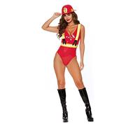 Dreamgirl Women's Fiery Fatale Costume - Sexy Firefighter Fire Chief One Piece Outfit for Halloween or Roleplay X-Large