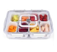 Dreamhigh® 8 Snack Box, Boîte à Collation PP Lavable, Boîte Compartiment à Collation avec Couvercle et Poignée, Portable Plateaux à Collation, pour Déjeuner Noix Fruits Biscuits Snacks Bonbons