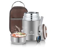 Dreamhigh® Boîte Alimentaire Isotherme 800ml avec Sac à Lunch, Thermo Isolant Contenant avec Cuillère, Thermos Alimentaire Chaud sans BPA, pour Ecole, Bureau (Gris)