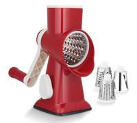 Dreamhigh® Mandoline de Cuisine Manuelle, Coupe Legumes Multifonctions avec 3 Lames de Tambour Détachables, coupe legume pour Pommes de Terre, Forte Aspiration, Carottes, Fromage, Noix, etc(Rouge)