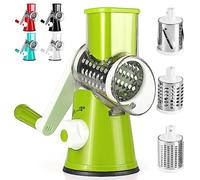 Dreamhigh® Mandoline de Cuisine Manuelle, Coupe Legumes Multifonctions avec 3 Lames de Tambour Détachables, coupe legume pour Pommes de Terre, Forte Aspiration, Carottes, Fromage, Noix, etc