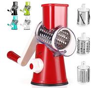 Dreamhigh® Mandoline de Cuisine Manuelle, Coupe Legumes Multifonctions avec 3 Lames de Tambour Détachables, coupe legume pour Pommes de Terre, Forte Aspiration, Carottes, Fromage, Noix, etc