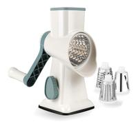 Dreamhigh® Mandoline de Cuisine Manuelle, Coupe Legumes Multifonctions avec 3 Lames de Tambour Détachables, coupe legume pour Pommes de Terre, Forte Aspiration, Carottes, Fromage, Noix, etc(Blanc)