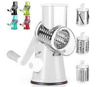 Dreamhigh Mandoline de Cuisine Manuelle, Coupe Legumes Multifonctions avec 3 Lames de Tambour Détachables, coupe legume pour Pommes de Terre, Forte Aspiration, Carottes, Fromage, Noix, etc