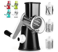 Dreamhigh® Mandoline de Cuisine Manuelle, Coupe Legumes Multifonctions avec 3 Lames de Tambour Détachables, coupe legume pour Pommes de Terre, Forte Aspiration, Carottes, Fromage, Noix, etc