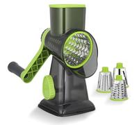 Dreamhigh® Mandoline de Cuisine Manuelle, Coupe Legumes Multifonctions avec 3 Lames de Tambour Détachables, coupe legume pour Pommes de Terre, Forte Aspiration, Carottes, Fromage, Noix, etc(Vert)