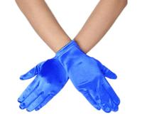 DreamHigh Mitaines courtes en satin pour femme - Longueur du poignet - 22,9 cm, bleu, taille unique