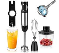 Dreamhigh® Mixeur Plongeant Professionnel 4-en-1, 1000W avec 12 Vitesses + TURBO & 2 Boutons, Inclus Fouet, Hachoir 500ml & Verre Doseur 700ml, Idéal pour Soupes, Smoothies & Purées