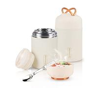 Dreamhigh® Thermos Alimentaire Chaud 550 ML, en Acier Inoxydable Boîtes Alimentaires Isothermes avec Cuillère, Lunch Box Isotherme pour Adultes & Enfants, sans BPA, pour Ecole, Bureau, Camping (Blanc)