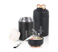 Dreamhigh® Thermos Alimentaire Chaud 550 ml, En Acier Inoxydable Boîtes Alimentaires Isothermes Avec Cuillère, Lunch Box Isotherme pour adultes & enfants, sans BPA, pour Ecole, Bureau, Camping (Noir)
