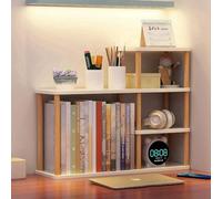 Dreamhousey Étagère de rangement pour bibliothèque multicouche de bureau, grande capacité en bois massif sur le bureau, étagère d'organisation facile pour étudiants, étagère de rangement de bureau