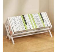 Dreamhousey Petite bibliothèque de bureau pour étudiant, simple en acier au carbone et bois, étagère à livres de rangement, bibliothèque et bureau porte-revues (blanc)