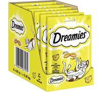 Dreamies Lot de 6 friandises pour Chat au goût Fromage - 6 x 60 g - Friandises croustillantes pour Chat à l'extérieur et crémeuses à l'intérieur