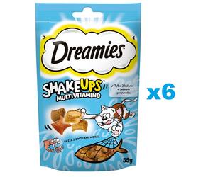 DREAMIES ShakeUps Multivitamins 6x55g friandise pour chat festin aux fruits de mer au goût de saumon, thon et crevettes